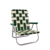 Lawn Chair Usa Webbing Chair (High Back Beach Chair, Charleston W/Green Arms)