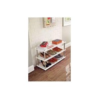 Closetmaid 3-Tier Shelf Organizer Unit For Shoes, Accessories, Hats, Purses, Bags, In Entryway Or Closet, Wood Shelves With Metal Frame, White