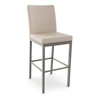 Amisco Perry 3025 Faux Leather And Metal Bar Stool In Creamglossy Gray