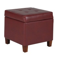 Homepop Storage Bench Upholstered, Red