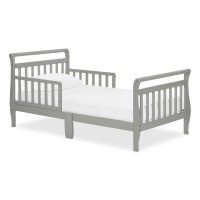 Dream On Me Classic Sleigh Toddler Bed In Cool Grey, Jpma Certified, Comes With Safety Rails, Non-Toxic Finishes, Low To Floor Design, Wooden Nursery Furniture