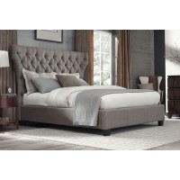 Modus Furniture Solid Wood Upholstered Platform Bed, California King, Melina - Dolphin Linen