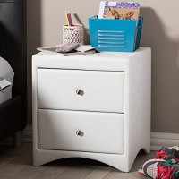 Baxton Studio Dorian Faux Leather Upholstered Modern Nightstand, White