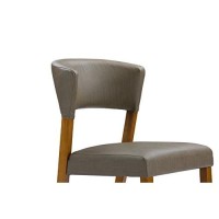 Baxton Studio Montreal Mid-Century Dark Walnut Wood Grey Faux Leather Dining Chair