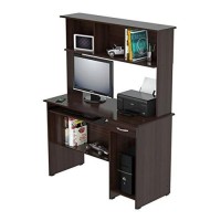Inval America Brown Wood Computer Work Center With Hutch