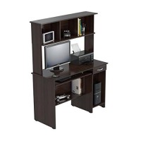 Inval America Brown Wood Computer Work Center With Hutch