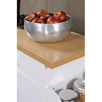 Hodedah Kitchen Island With Spice Rack, Towel Rack & Drawer, White With Beech Top, 155 X 355-449 X 352 Inches