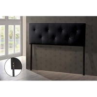 Baxton Studio Dalini Modern And Contemporary King Black Faux Leather Headboard With Faux Crystal Buttons