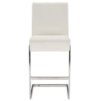 Baxton Studio Toulan Modern And Barstool White Faux Leather Upholstered Stainless Steel Barstool