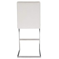 Baxton Studio Toulan Modern And Barstool White Faux Leather Upholstered Stainless Steel Barstool