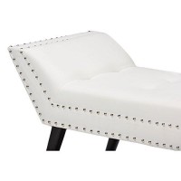 Baxton Studio Wholesale Interiors Tamblin Modern And Contemporary Faux Leather Upholstered Large Ottoman Seating Bench, White