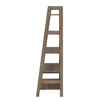 Tracey Greywash Wooden Five Shelf Ladder Bookcase By Linon