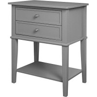 Ameriwood Home Franklin Accent Table With 2 Drawers, Gray -