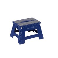Inspired Living 9 Step Stool, Folding Step Stools For Adults, Plastic Foldable Step Stools Kids, Holds Up To 330 Lbs, Collapsible Folding Stool For Kitchen, Bathroom, Bedroom, Navy Blue
