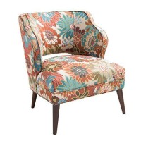 Madison Park Cody Accent Chairs - Hardwood, Brich Wood, Floral, Bedroom Lounge Mid Century Modern Deep Seating, Wingback Club Style Living Room Furniture, Multi
