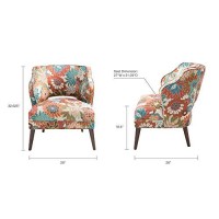 Madison Park Cody Accent Chairs - Hardwood, Brich Wood, Floral, Bedroom Lounge Mid Century Modern Deep Seating, Wingback Club Style Living Room Furniture, Multi