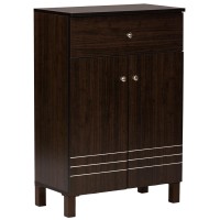 Baxton Studio Wholesale Interiors Felda Dark Brown Modern Shoe Cabinet With 2 Doors And Drawer