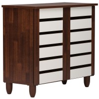 Baxton Studio Wholesale Interiors Gisela Oak And White 2-Tone Shoe Cabinet With 2 Doors