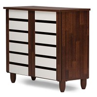 Baxton Studio Wholesale Interiors Gisela Oak And White 2-Tone Shoe Cabinet With 2 Doors