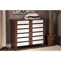 Baxton Studio Wholesale Interiors Gisela Oak And White 2-Tone Shoe Cabinet With 2 Doors