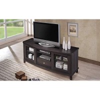 Baxton Studio Wholesale Interiors Walda Dark Brown Wood Tv Cabinet With 2 Sliding Doors And 1 Drawer, 60