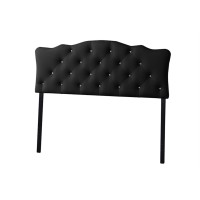 Baxton Studio Rita Modern And Contemporary Full Size Black Faux Leather Upholstered Button-Tufted Scalloped Headboard