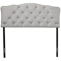 Baxton Studio Rita Modern And Contemporary Full Size Grey Fabric Upholstered Button-Tufted Scalloped Headboard