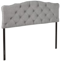 Baxton Studio Rita Modern And Contemporary Queen Size Grey Fabric Upholstered Button-Tufted Scalloped Headboard
