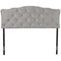 Baxton Studio Rita Modern And Contemporary Queen Size Grey Fabric Upholstered Button-Tufted Scalloped Headboard