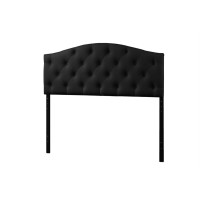 Baxton Studio Myra Modern And Contemporary Full Size Black Faux Leather Upholstered Button-Tufted Scalloped Headboard