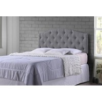 Baxton Studio Myra Modern And Contemporary Full Size Grey Fabric Upholstered Button-Tufted Scalloped Headboard
