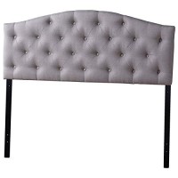 Baxton Studio Myra Modern And Contemporary Queen Size Light Beige Fabric Upholstered Button-Tufted Scalloped Headboard
