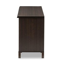 Baxton Studio Wholesale Interiors Unna Wood Tv Cabinet With 2 Sliding Doors And Drawer, 70, Dark Brown