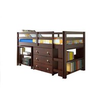 Donco Kids 760-Cp Low Study Loft Bed, Dark Cappuccino/White