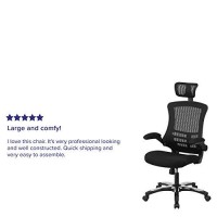 Flash Furniture Kelista High-Back Black Mesh Swivel Ergonomic Executive Office Chair With Flip-Up Arms And Adjustable Headrest