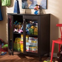 Baxton Studio Wholesale Interiors Zentra Sideboard Storage Cabinet With Glass Doors, Dark Brown