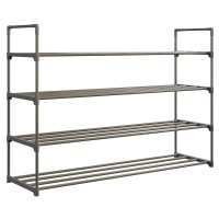 Home-Complete Shoe Rack With 4 Shelves - Four Tiers For 24 Pairs - For Bedroom, Entryway, Hallway, And Closet - Storage And Home Organization, White And Grey, 4-Tier