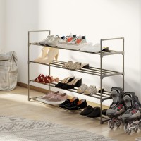 Home-Complete Shoe Rack With 4 Shelves - Four Tiers For 24 Pairs - For Bedroom, Entryway, Hallway, And Closet - Storage And Home Organization, White And Grey, 4-Tier