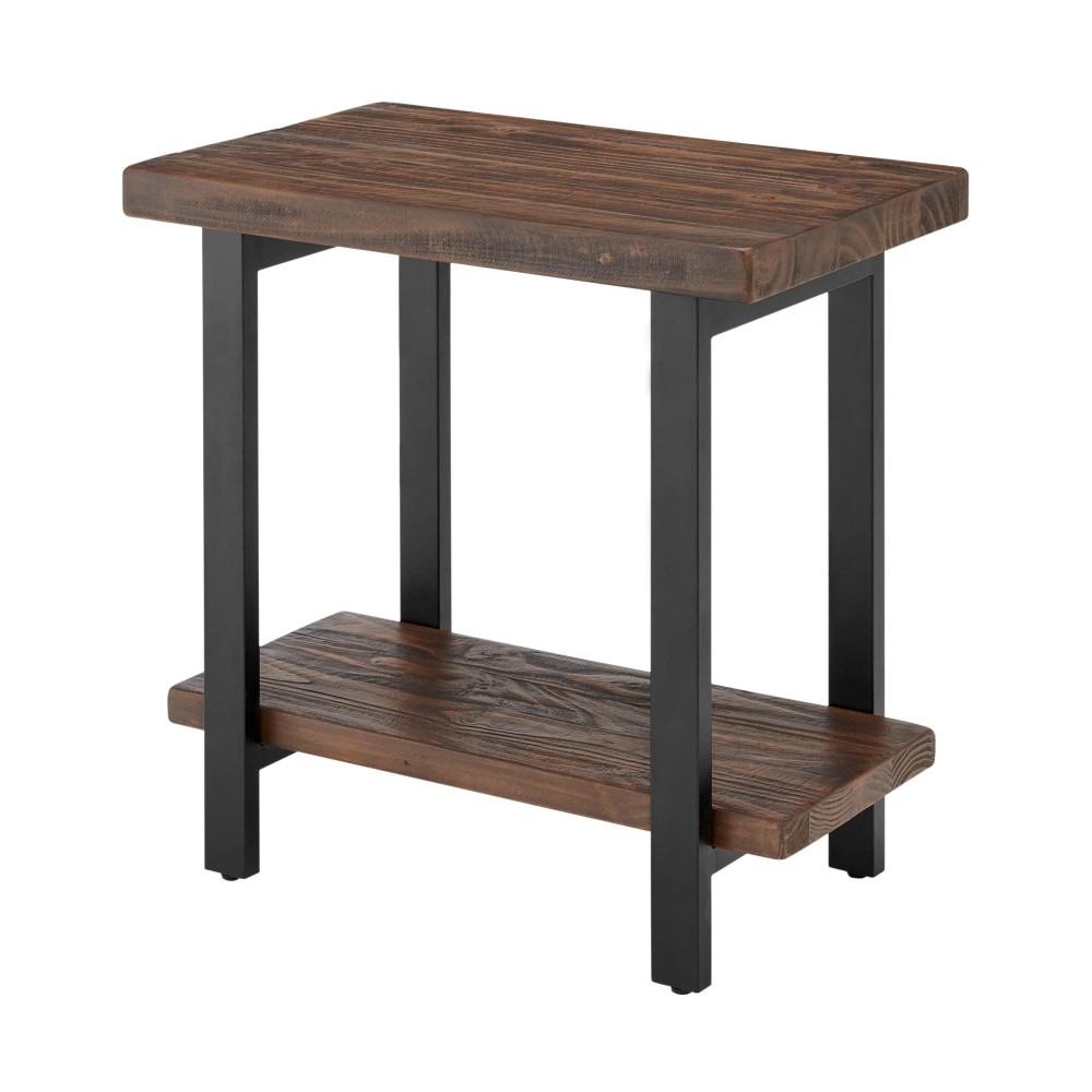 Alaterre Furniture Pomona Metal And Wood End Table, 17 In X 27 In X 27 In, Brown