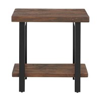 Alaterre Furniture Pomona Metal And Wood End Table, 17 In X 27 In X 27 In, Brown