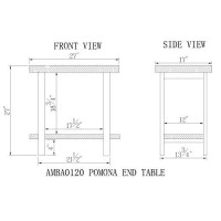 Alaterre Furniture Pomona Metal And Wood End Table, 17 In X 27 In X 27 In, Brown