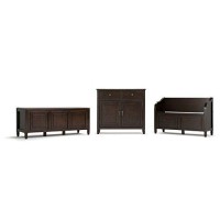 Simplihome Connaught Solid Wood 51 Inch Wide Storage Bench Trunk With Safty Hinge, Multifunctional Traditional In Dark Chestnut Brown