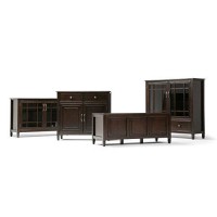 Simplihome Connaught Solid Wood 46 Inch Wide Traditional Tall Storage Cabinet In Dark Chestnut Brown, For The Living Room, Entryway And Family Room