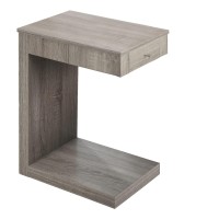 Monarch Specialties 3191, C-Shaped, End, Side, Snack, Storage, Living Room, Bedroom, Laminate, Brown, Contemporary, Modern Accent Table-Dark Taupe With A Drawer, 12 L X 1825 W X 24 H
