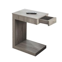 Monarch Specialties 3191, C-Shaped, End, Side, Snack, Storage, Living Room, Bedroom, Laminate, Brown, Contemporary, Modern Accent Table-Dark Taupe With A Drawer, 12 L X 1825 W X 24 H