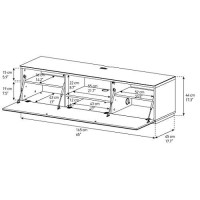 Sonorous Studio St-160B Wood And Glass Tv Stand With Hidden Wheels For Sizes Up To 75 (Modern Design With 6 Shelves For Your Audio/Video Components And Consoles, Comes With I/R Repeater) - Black