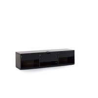 Sonorous Studio St-160B Wood And Glass Tv Stand With Hidden Wheels For Sizes Up To 75 (Modern Design With 6 Shelves For Your Audio/Video Components And Consoles, Comes With I/R Repeater) - Black