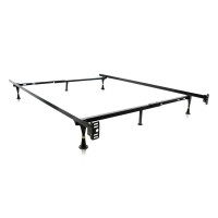Malouf Twinfull Adjustable Metal Bed Frame With In-Line Glides Black