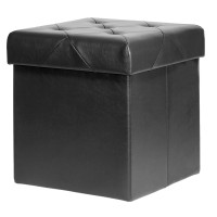 Red Co. Faux Leather Folding Cube Storage Ottoman With Padded Seat, 15 X 15 - Espresso