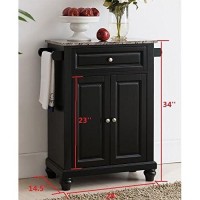 Kings Brand Furniture Kitchen Island Storage Cabinet With Marble Finish Top, Black